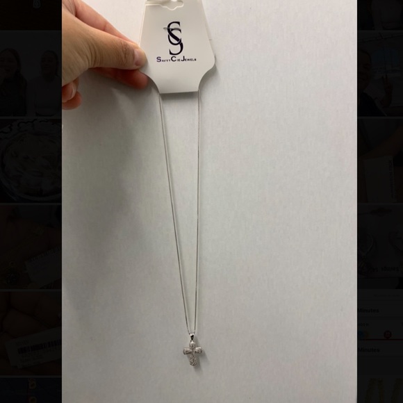 Savvy Cie Silver Filigree & Diamond Cross Necklace - Picture 6 of 7